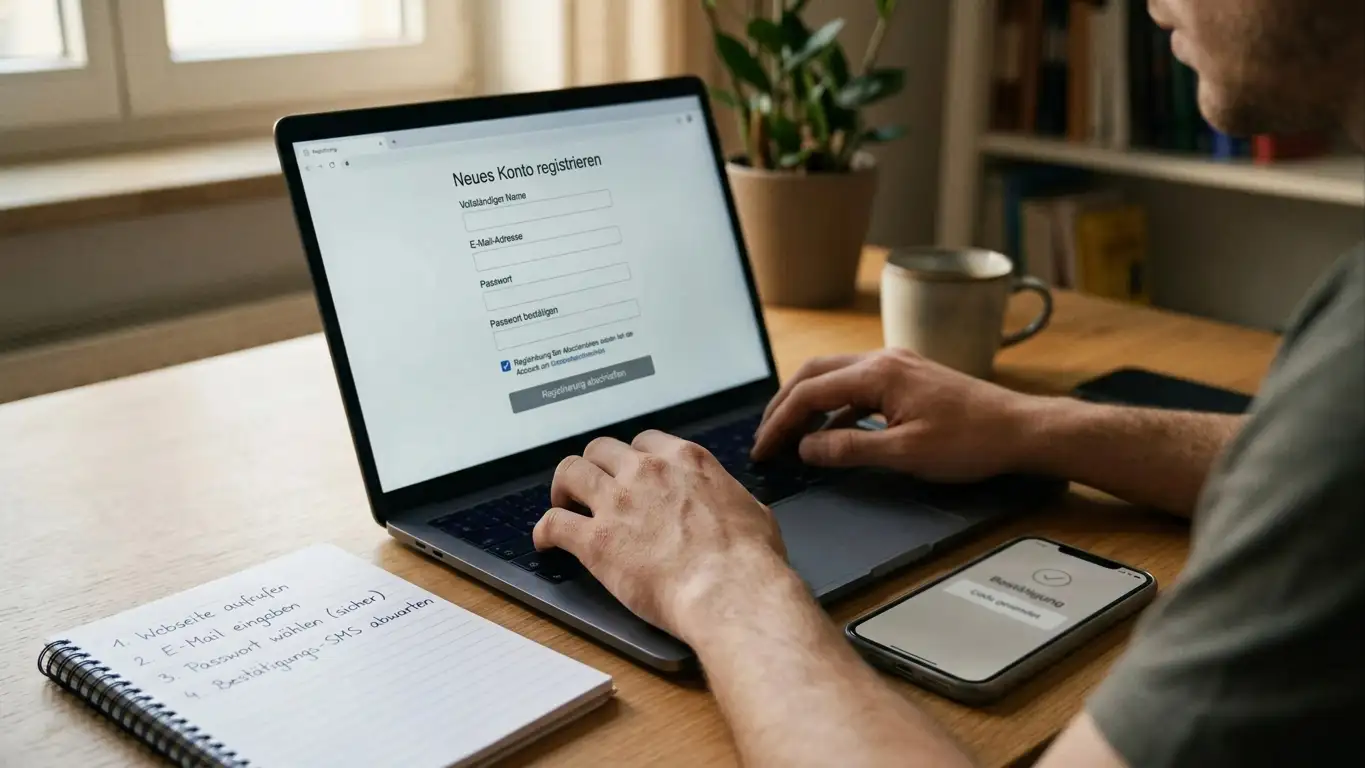 Schritt-für-Schritt-Aktivierung des 15-Euro-Bonus ohne Einzahlung am Laptop