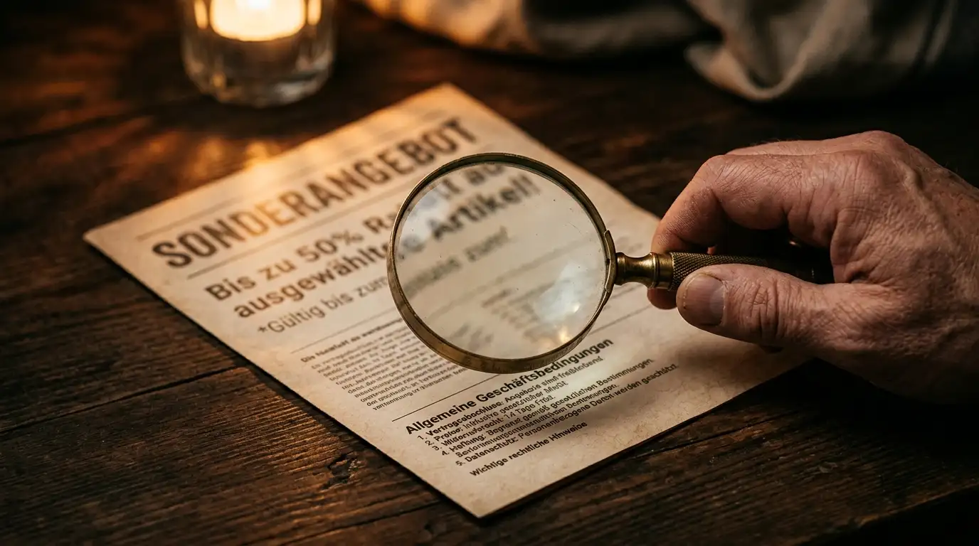 Warnsignale im Kleingedruckten eines vermeintlichen 50 Euro Bonus ohne Einzahlung