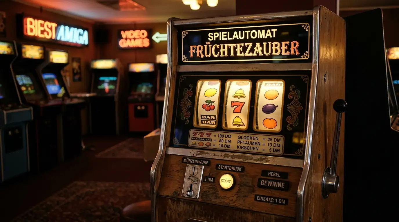 Klassischer Merkur-Spielautomat aus der Spielhalle im Retro-Stil