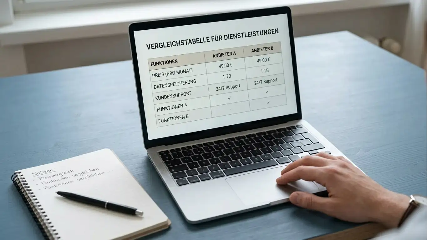 Laptop mit geöffneter Vergleichsübersicht mehrerer Casinos mit 300-Prozent-Bonus