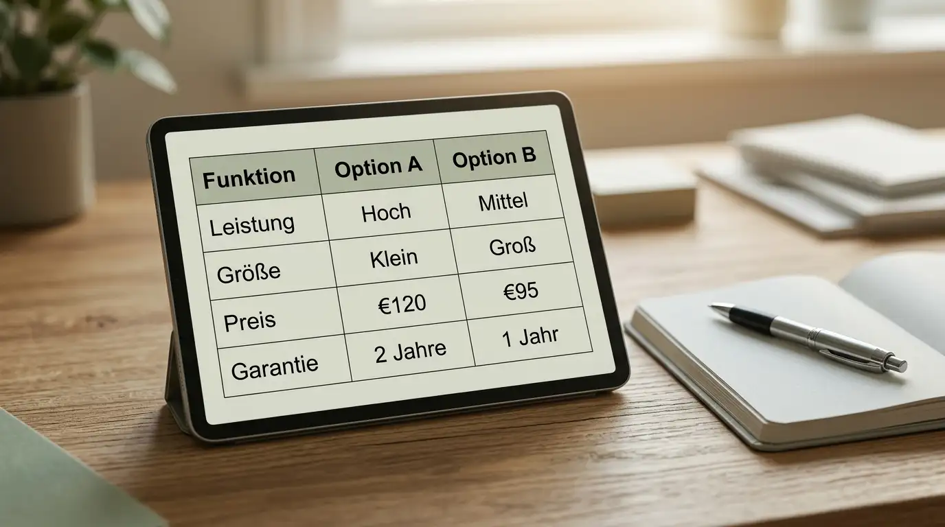 Tablet mit Vergleichsübersicht mehrerer Anbieter mit Startguthaben nebeneinander