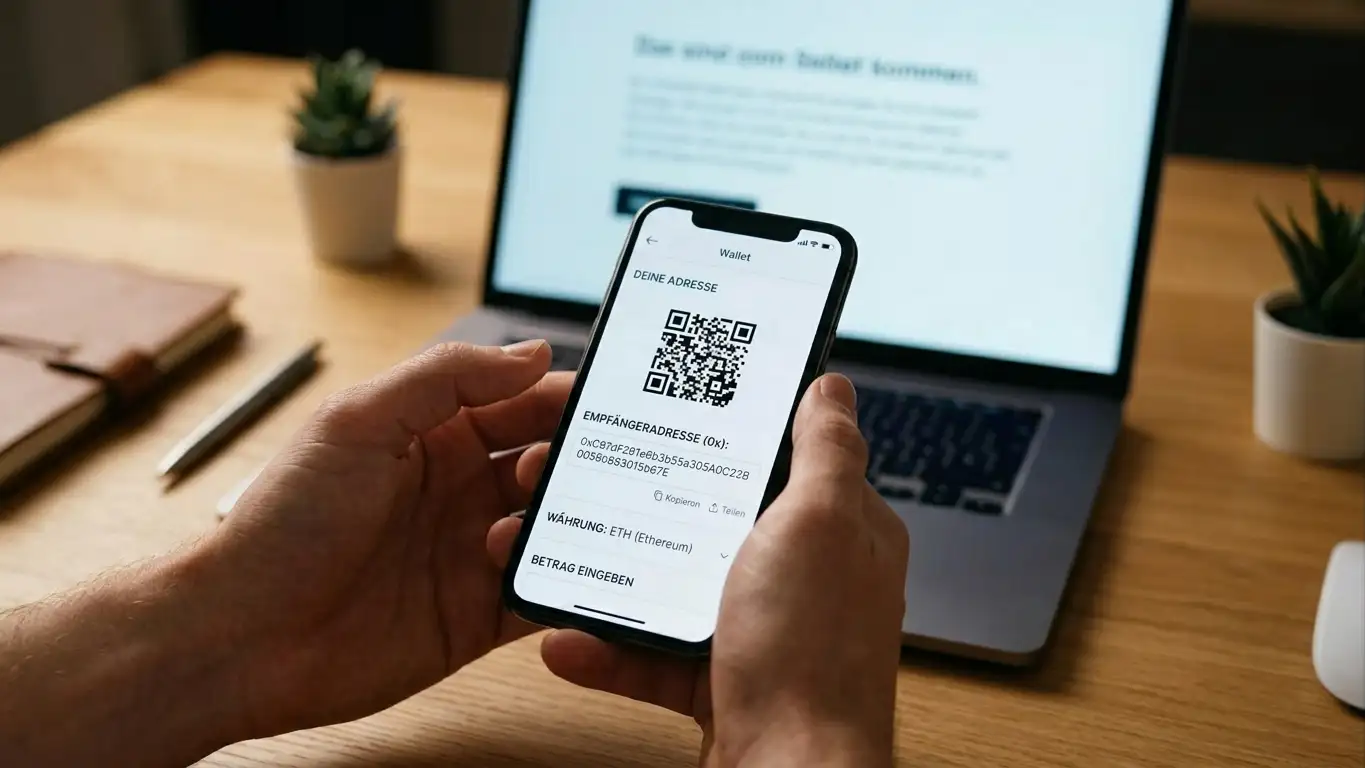 Einzahlung mit BNB über die BNB Smart Chain mit Wallet und QR-Code
