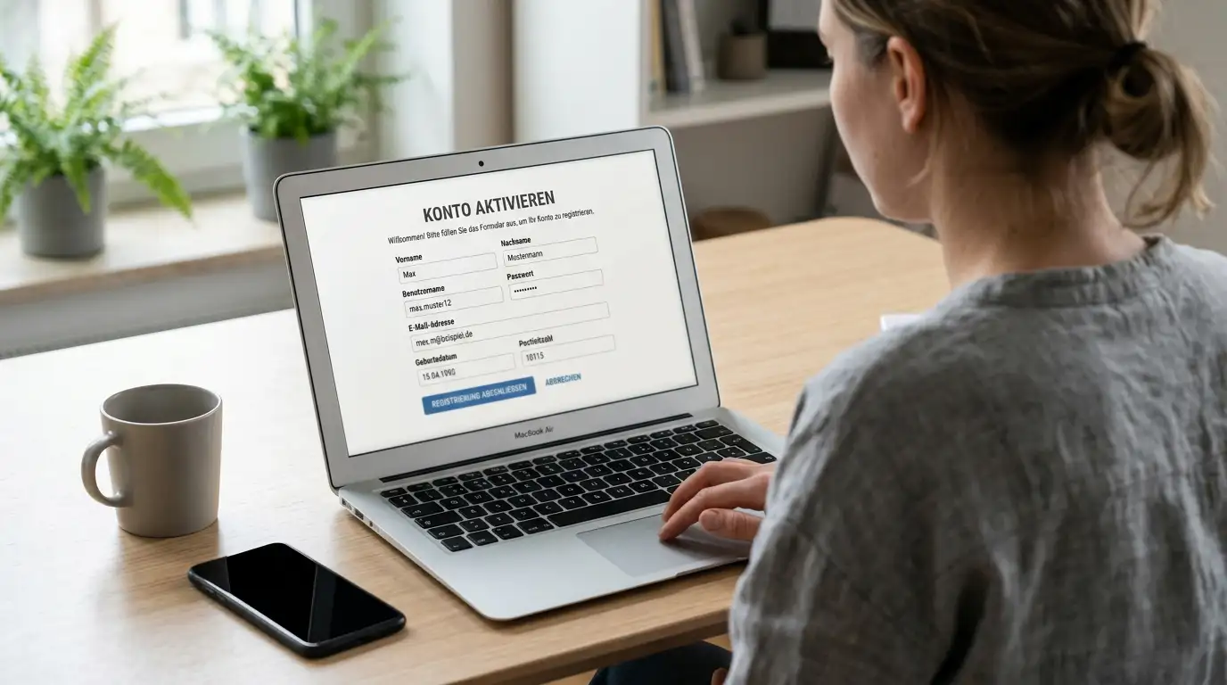 Schritt-für-Schritt-Aktivierung eines Bonus ohne Einzahlung am Laptop