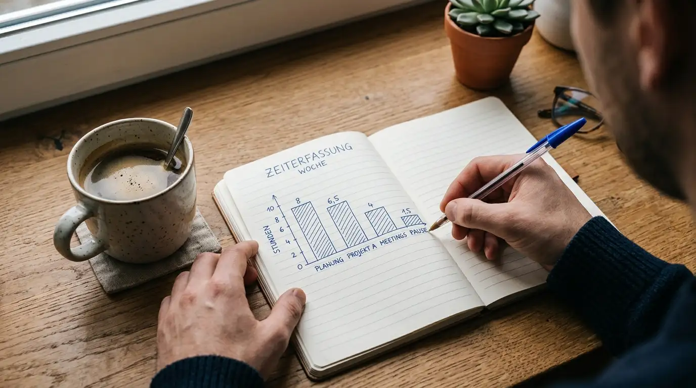 Budgetplanung für Spielautomaten mit handschriftlicher Notiz und Zeitvergleich