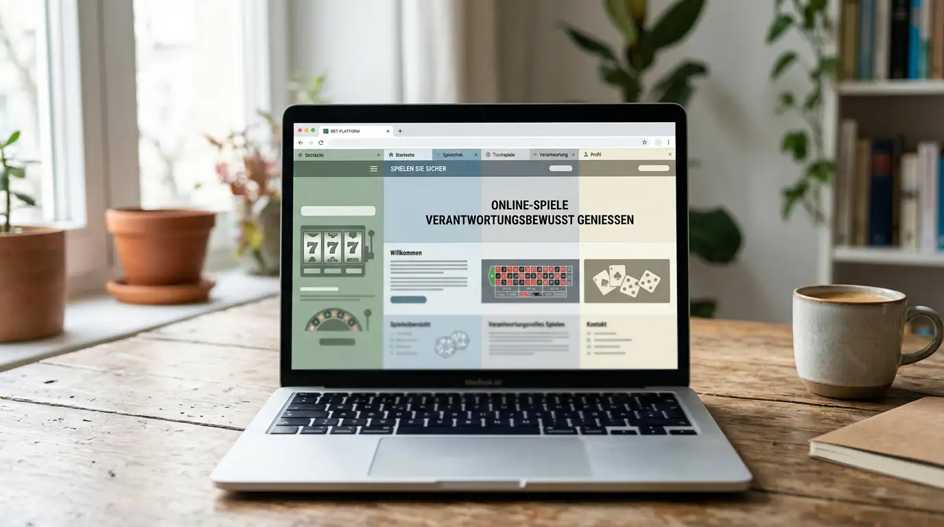 Laptop mit mehreren geöffneten Casino-Webseiten nebeneinander auf dem Bildschirm