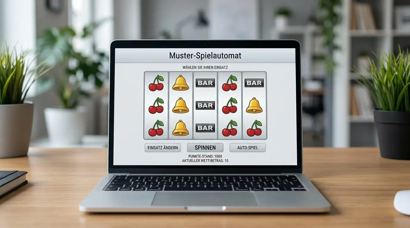 Neutrale Casino-Lobby-Ansicht mit mehreren generischen Spielautomaten-Symbolen auf einem Bildschirm