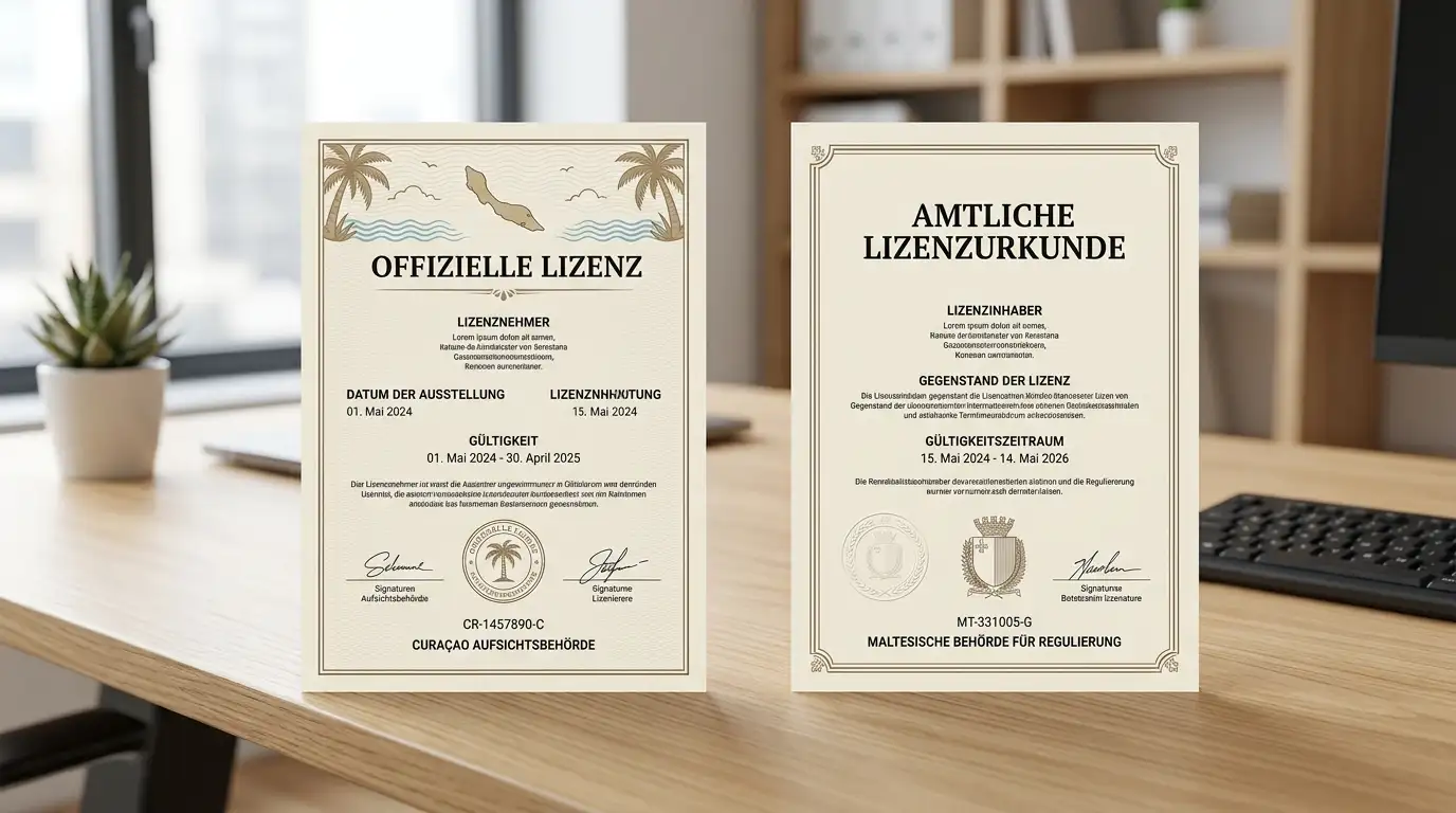 Zwei Lizenzdokumente im Vergleich — karibisches und europäisches Regulierungsformat