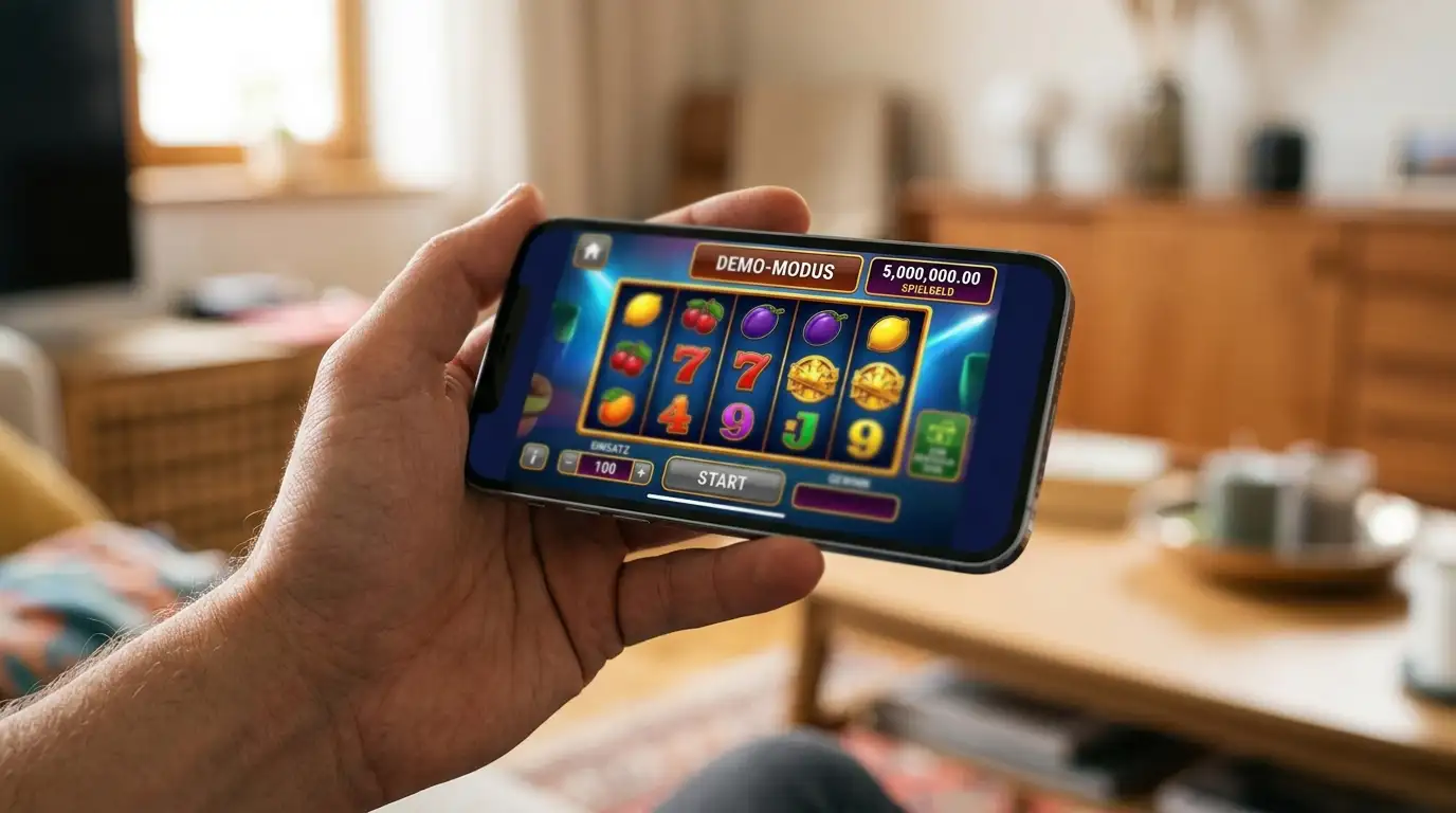 Slot im Demo-Modus mit virtuellem Guthaben auf Smartphone