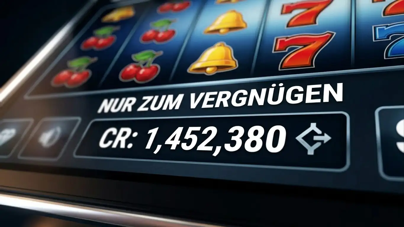 Virtuelles Guthaben-Display mit Spielgeld-Credits auf einem Demo-Slot