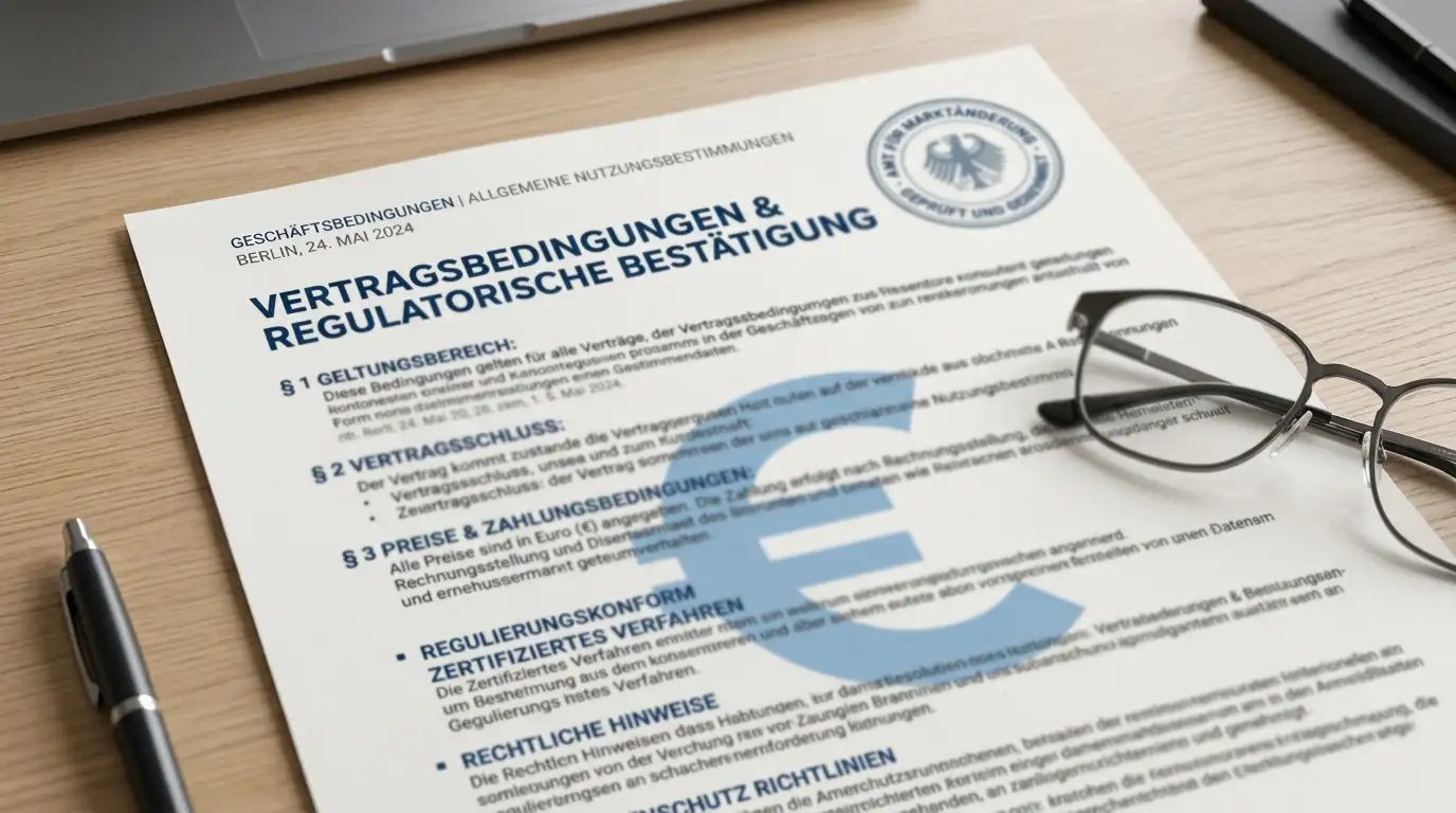 Dokument mit GGL-Lizenzsiegel und deutschen Regulierungsauflagen