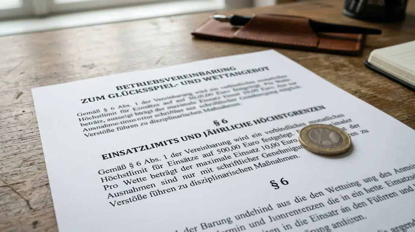 Dokument mit Paragraf-Symbol und 1-Euro-Münze als Einsatzlimit-Darstellung