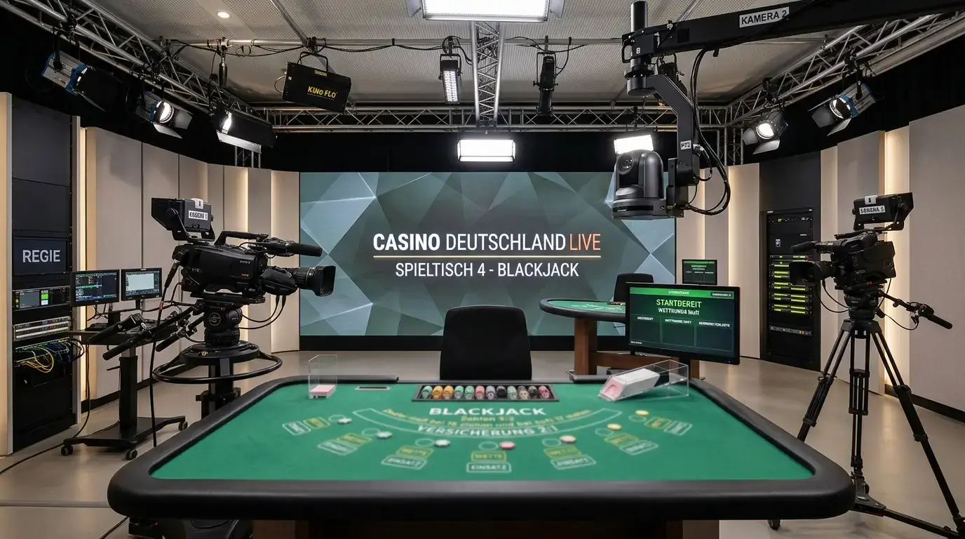 Professionelles Broadcast-Studio für Live-Casino-Spiele mit Kamera-Equipment