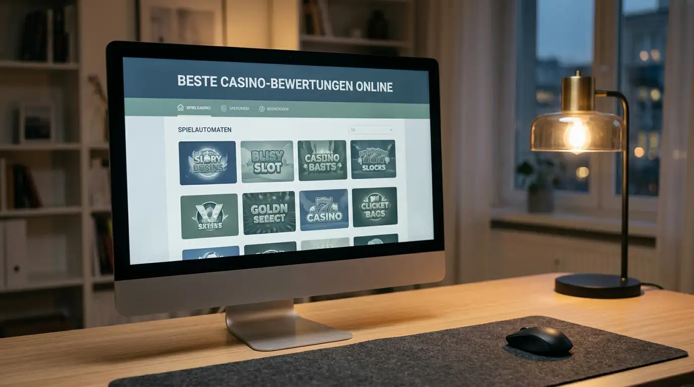 Moderne Online-Casino-Lobby auf Desktop-Bildschirm mit neutraler Interface