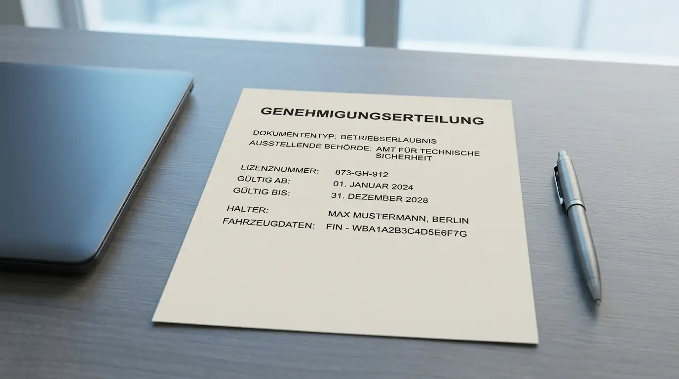 Neutrales Lizenzdokument der deutschen Glücksspielaufsicht auf einem Schreibtisch