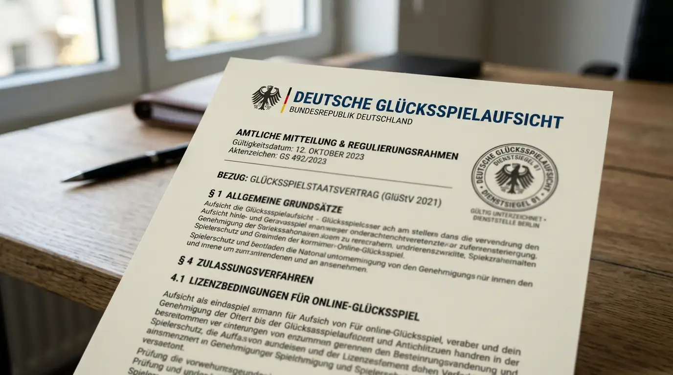 Offizielles Dokument mit GGL-Logo und OASIS-Sperrsystem-Informationen auf Schreibtisch