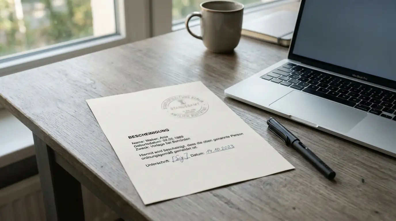 Amtliches deutsches Dokument mit Stempel als Sinnbild für die GGL-Whitelist