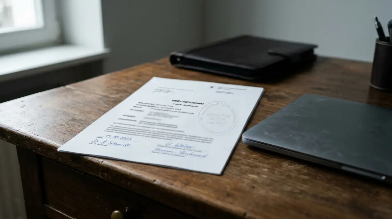 Amtliches deutsches Dokument mit Stempel als Sinnbild für die GGL-Whitelist