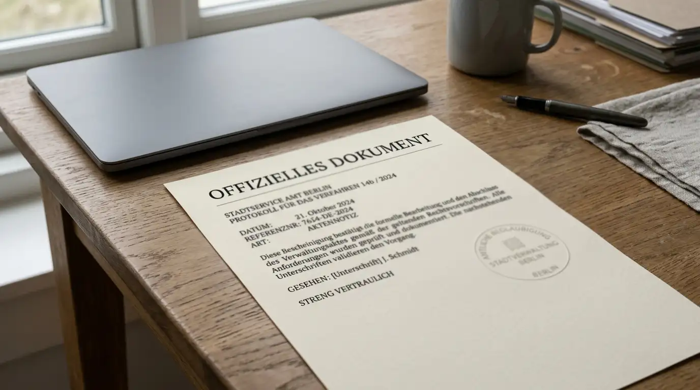 Amtliches deutsches Dokument mit Stempel als Sinnbild für die GGL-Whitelist