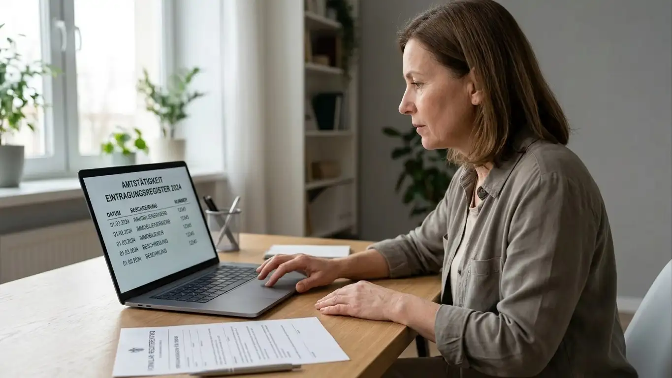 Person prüft am Laptop die amtliche Whitelist der Glücksspielbehörde