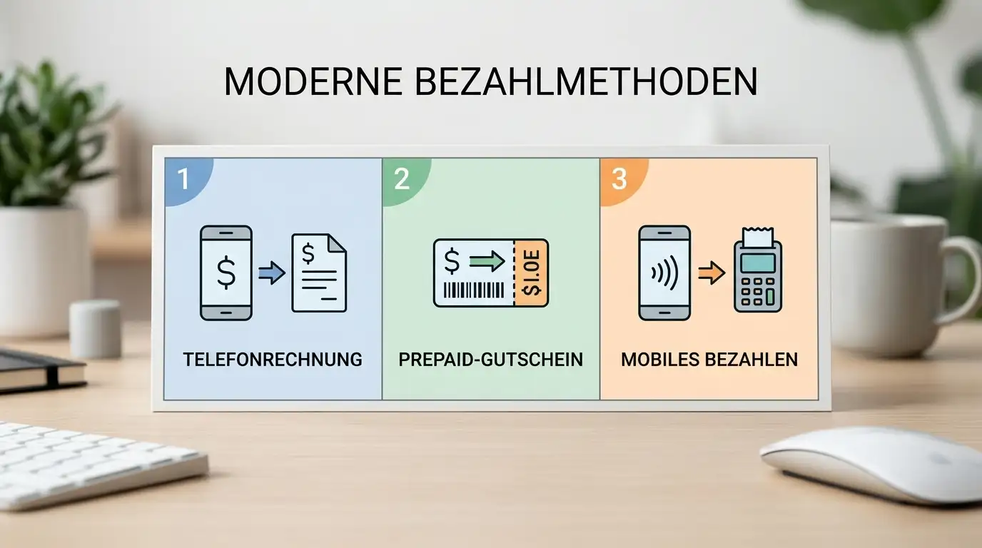 Begriffserklärung Handyrechnung, Handy-Guthaben und mobiles Wallet auf übersichtlichem Schaubild
