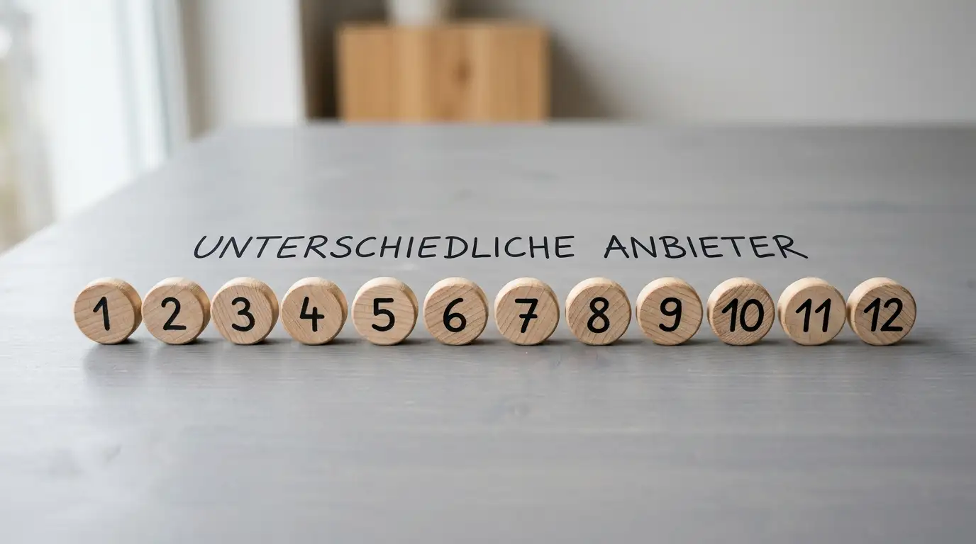 Zwölf nummerierte Spielkarten als Sinnbild für die legalen deutschen Anbieter im Vergleich