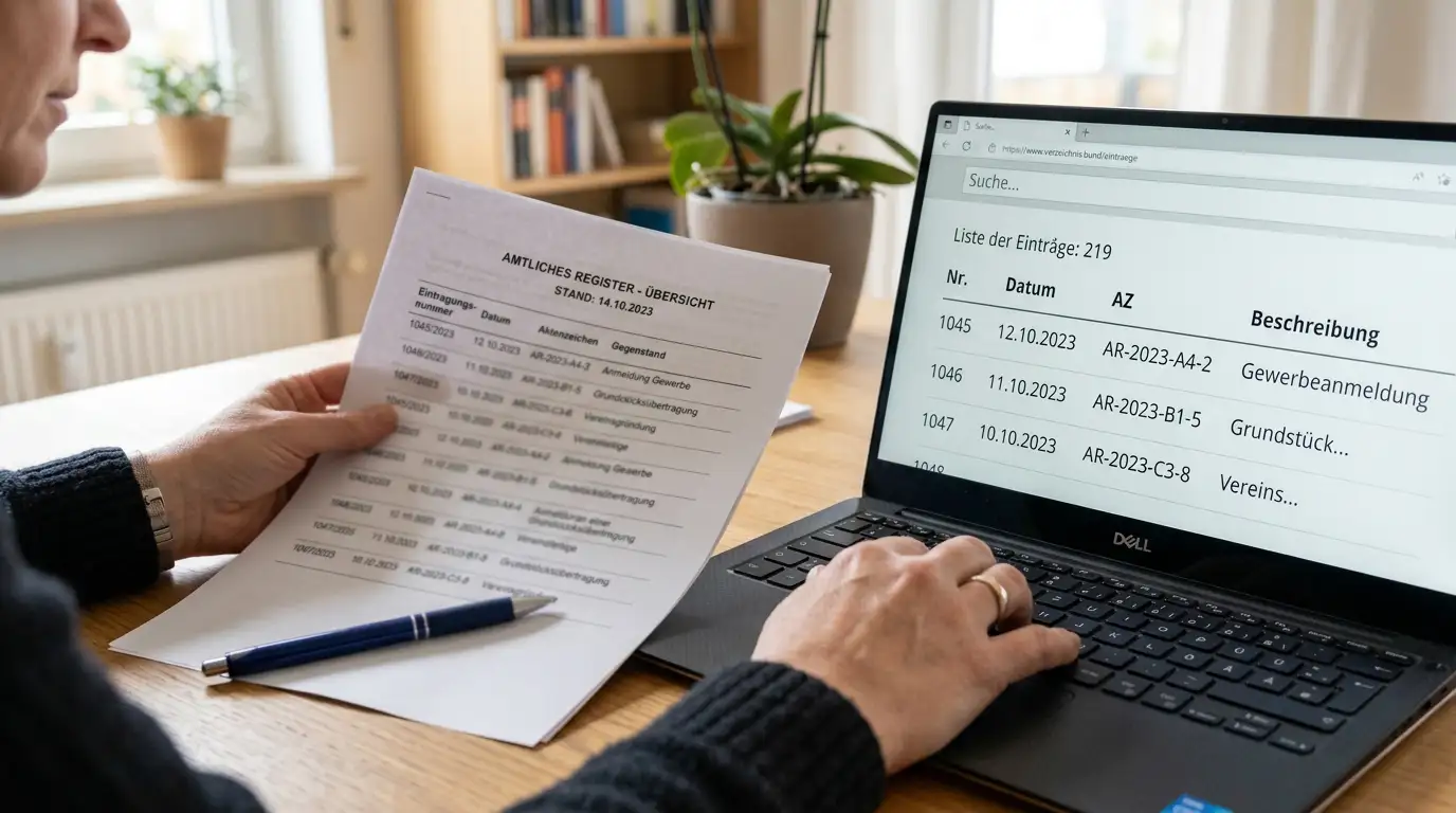 Person prüft am Laptop die offizielle Whitelist eines legalen Echtgeld-Casinos