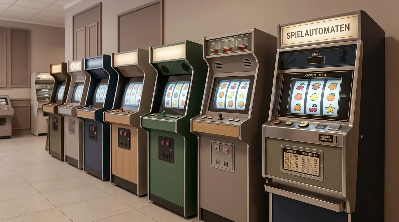 Reihe von Spielautomaten mit generischen Walzensymbolen ohne Markenbezug
