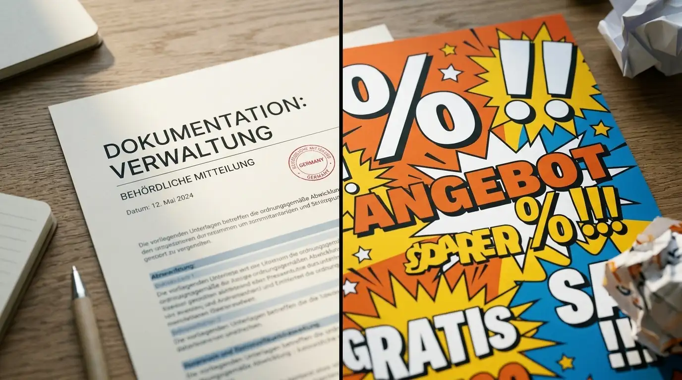 Vergleich zwischen legalem deutschen Bonusangebot und überzogener Werbung