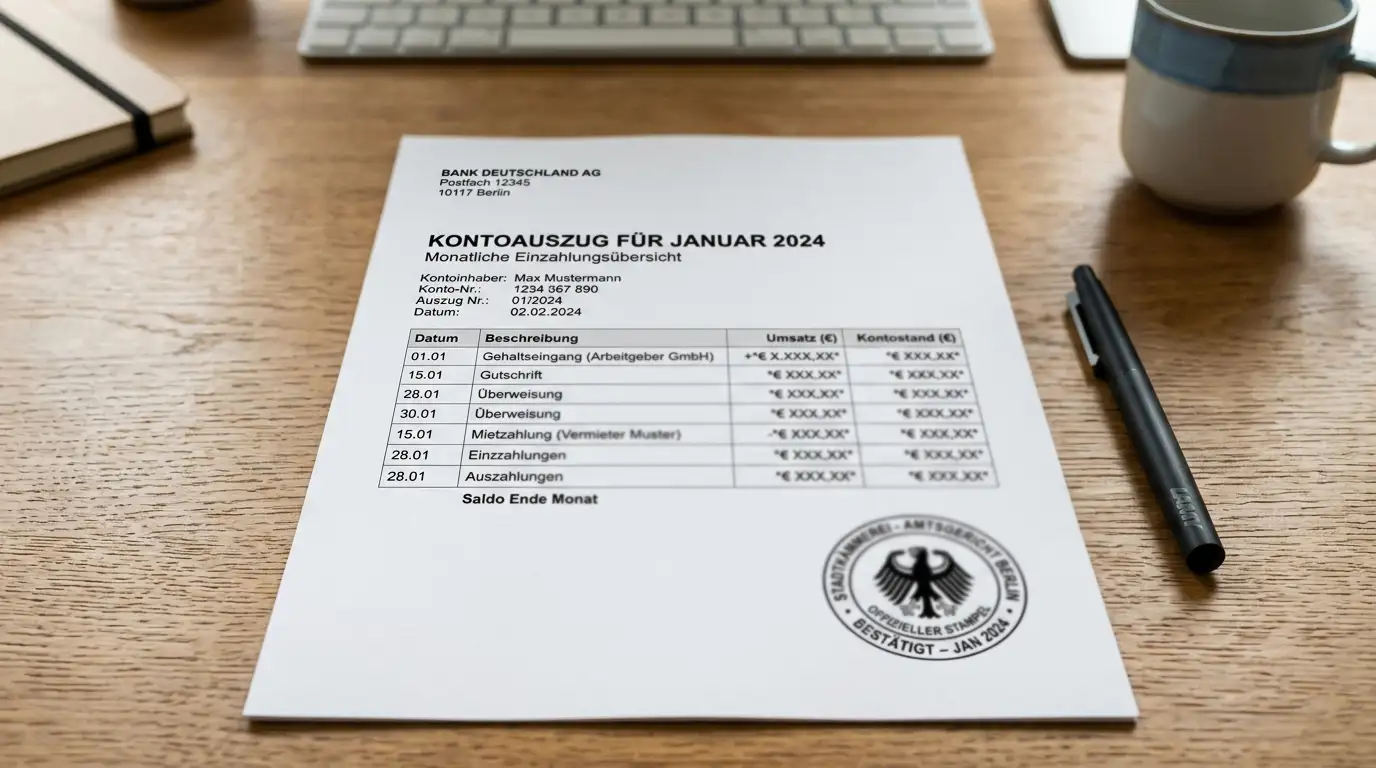 Monatliches Einzahlungslimit-Dokument mit LUGAS-Stempel und Euro-Beträgen