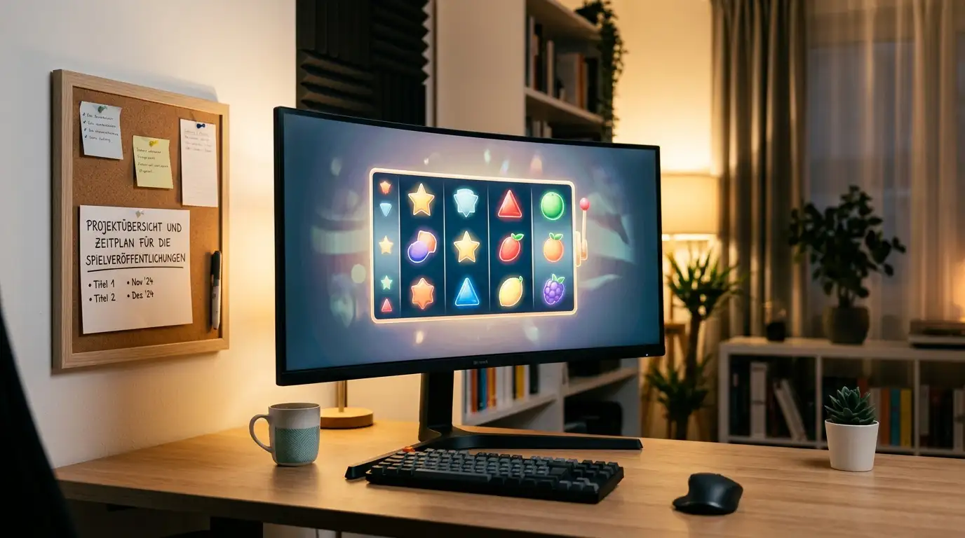 Gaming-Monitor mit generischen Walzen und Planungstafel für Neuerscheinungen