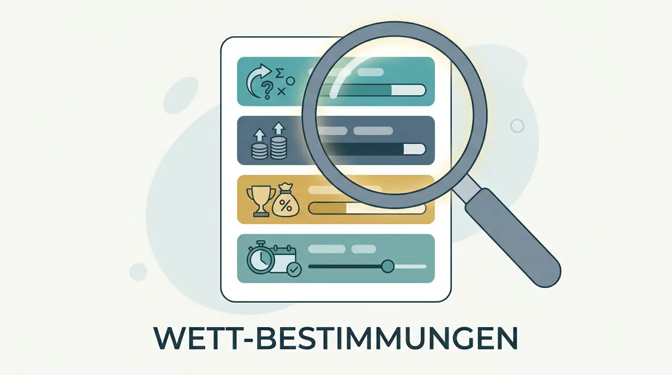 Lupe über einem Dokument mit hervorgehobenen Feldern für Umsatz, Höchsteinsatz und Frist