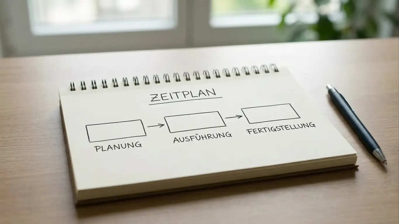 Zeitstrahl auf einem Planungsboard mit Mindestdauer, Antrag und Karenzzeit