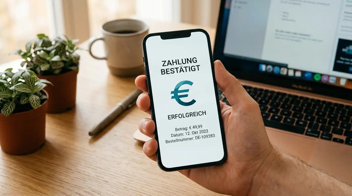 PayPal-Zahlung in einer deutschen Echtgeld-Casino-App am Smartphone