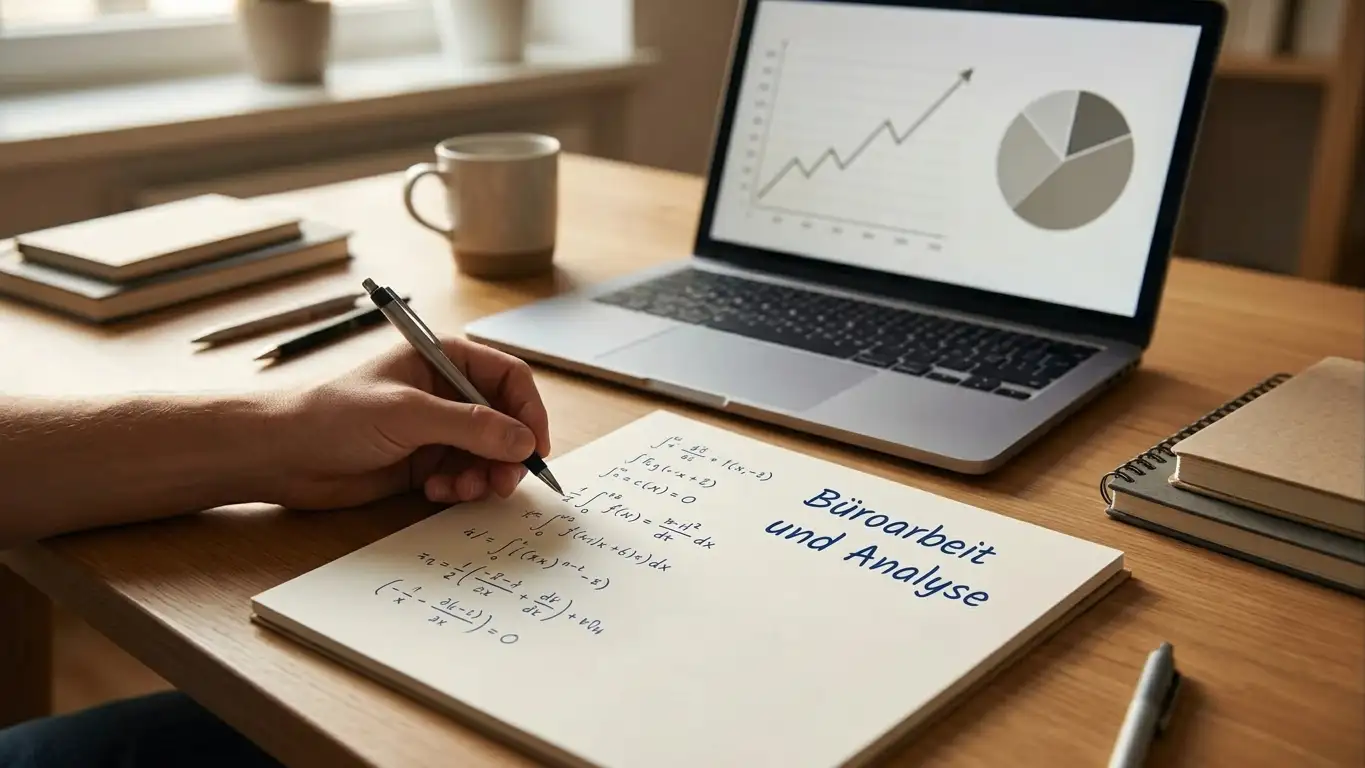 Person rechnet mit Stift und Papier den realen Wert eines Prozent-Bonus aus