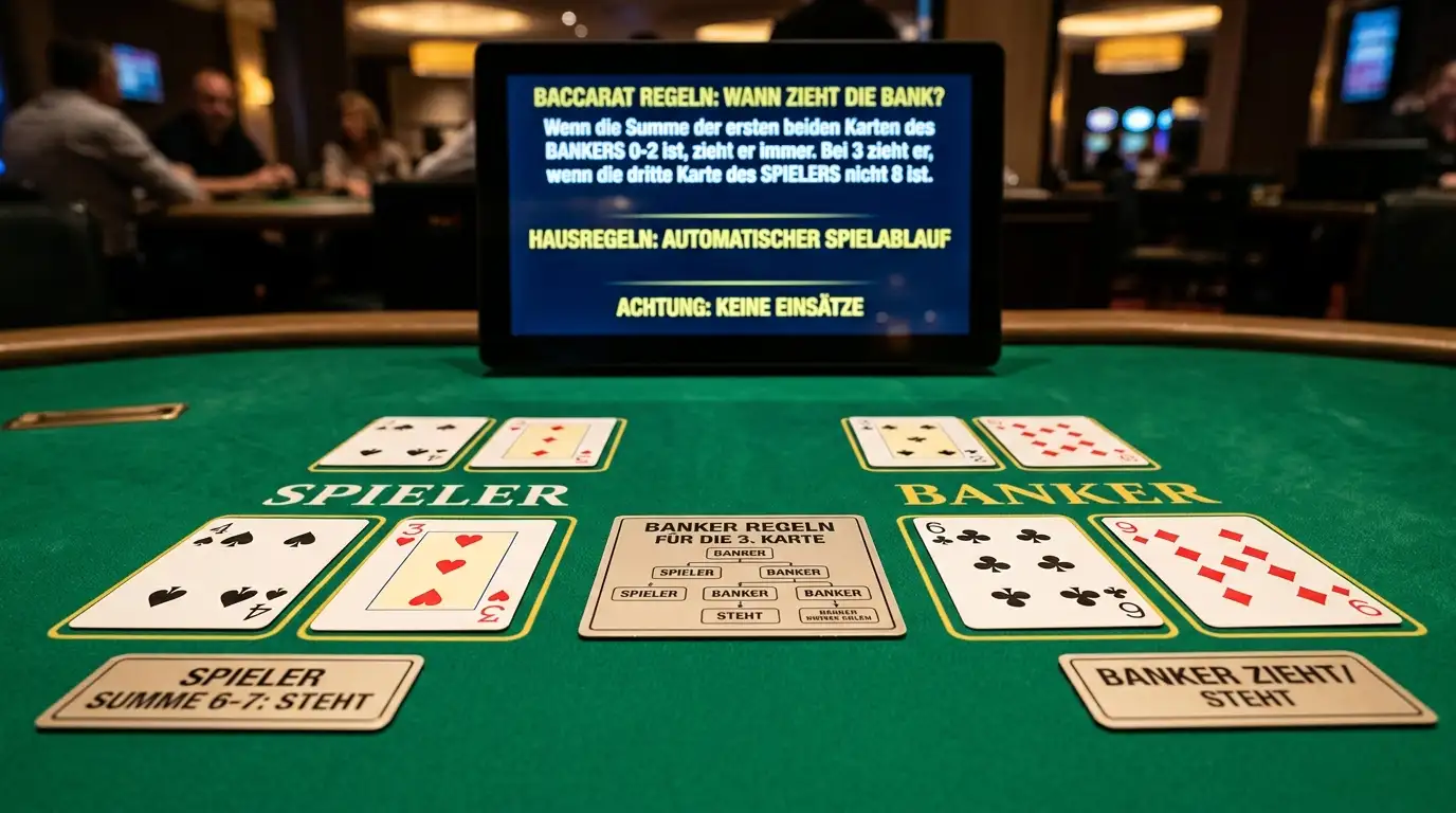 Baccarat-Karten mit automatischem Ziehungstableau auf modernem Display