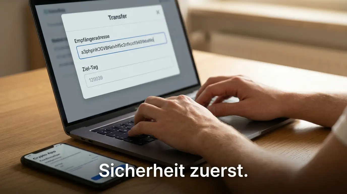 XRP Einzahlung mit Destination Tag im Casino — Adresse und Tag auf dem Bildschirm