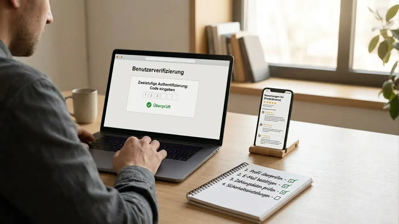 Person am Laptop prüft Casino-Lizenznummer gegen offizielle Behördenseite