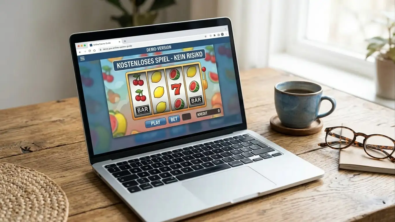 Browserfenster mit Sizzling-Hot-Demoversion ohne Anmeldefenster auf einem Laptop-Bildschirm