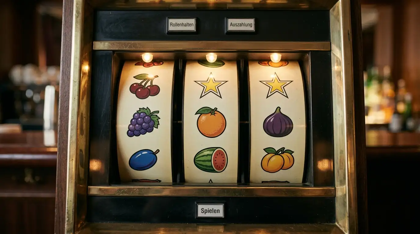 Generische Spielautomaten-Walzen ohne Markenzeichen als Sinnbild für Slot-RTP