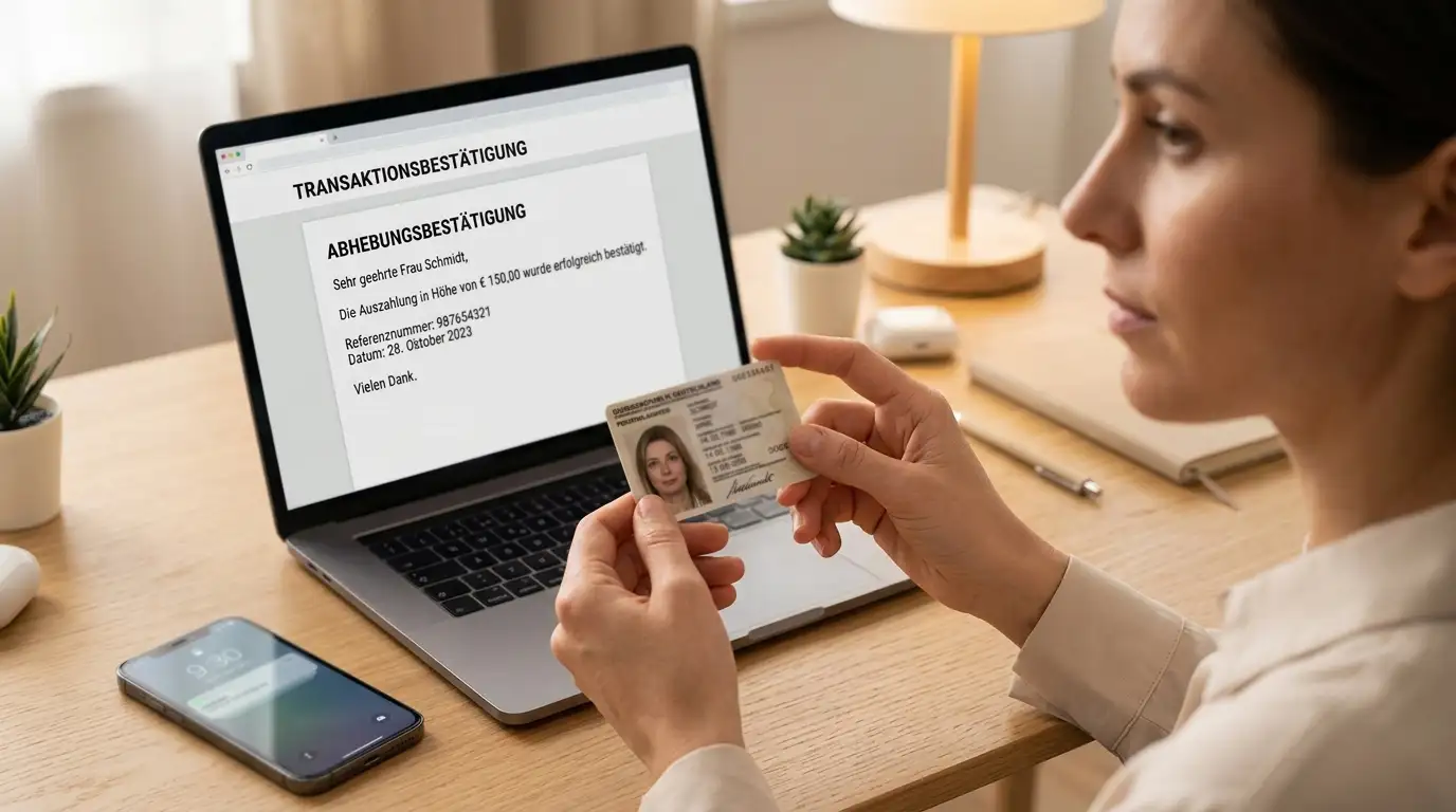 Auszahlung per Banküberweisung nach Sofort-Einzahlung mit KYC-Prüfung