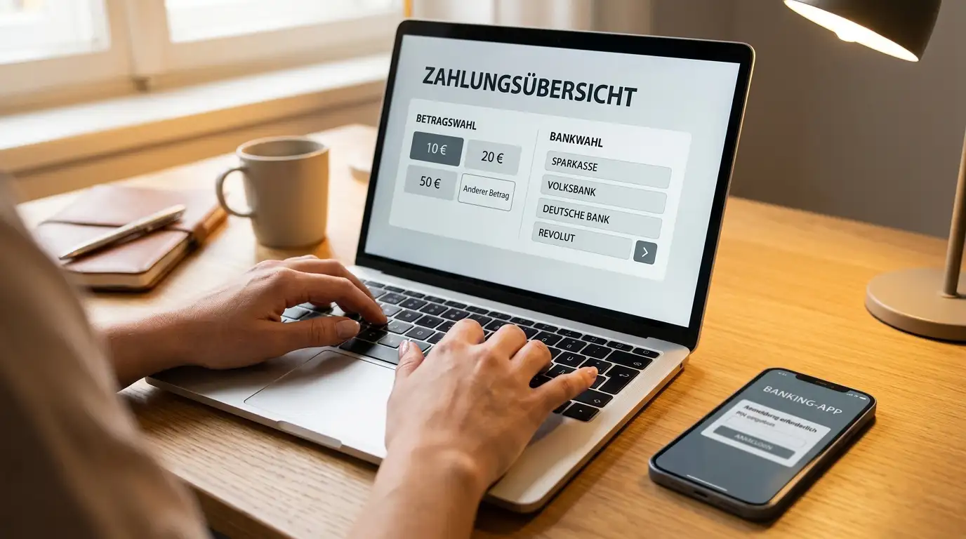 Schritt für Schritt Einzahlung mit Sofort im Casino-Kassenbereich