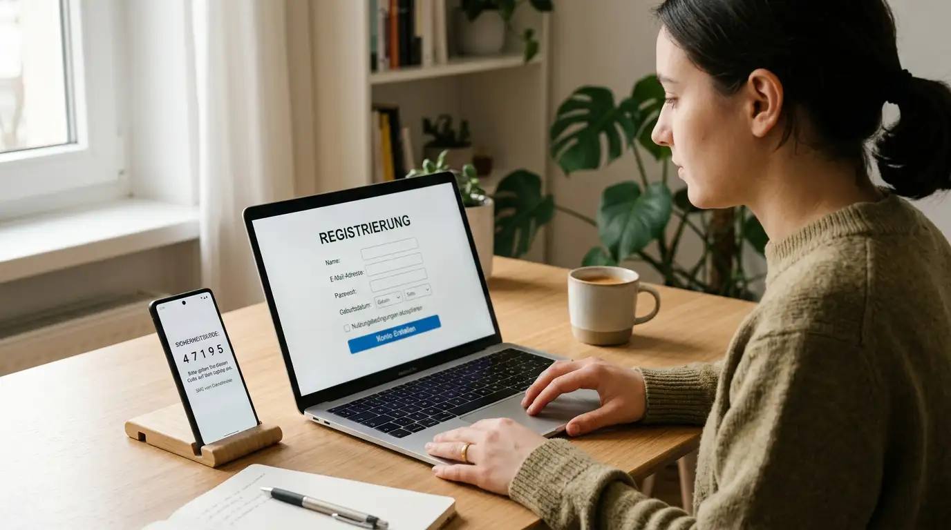Schritt-für-Schritt-Registrierung für das Startguthaben ohne Einzahlung am Laptop