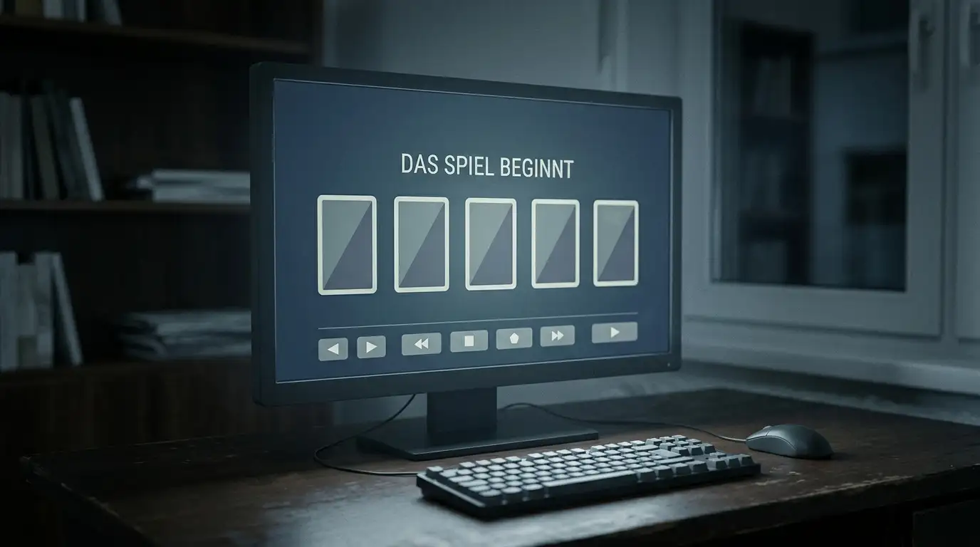 Bildschirm mit generischem Kartenautomaten-Interface ohne Marken in gedämpften Farben
