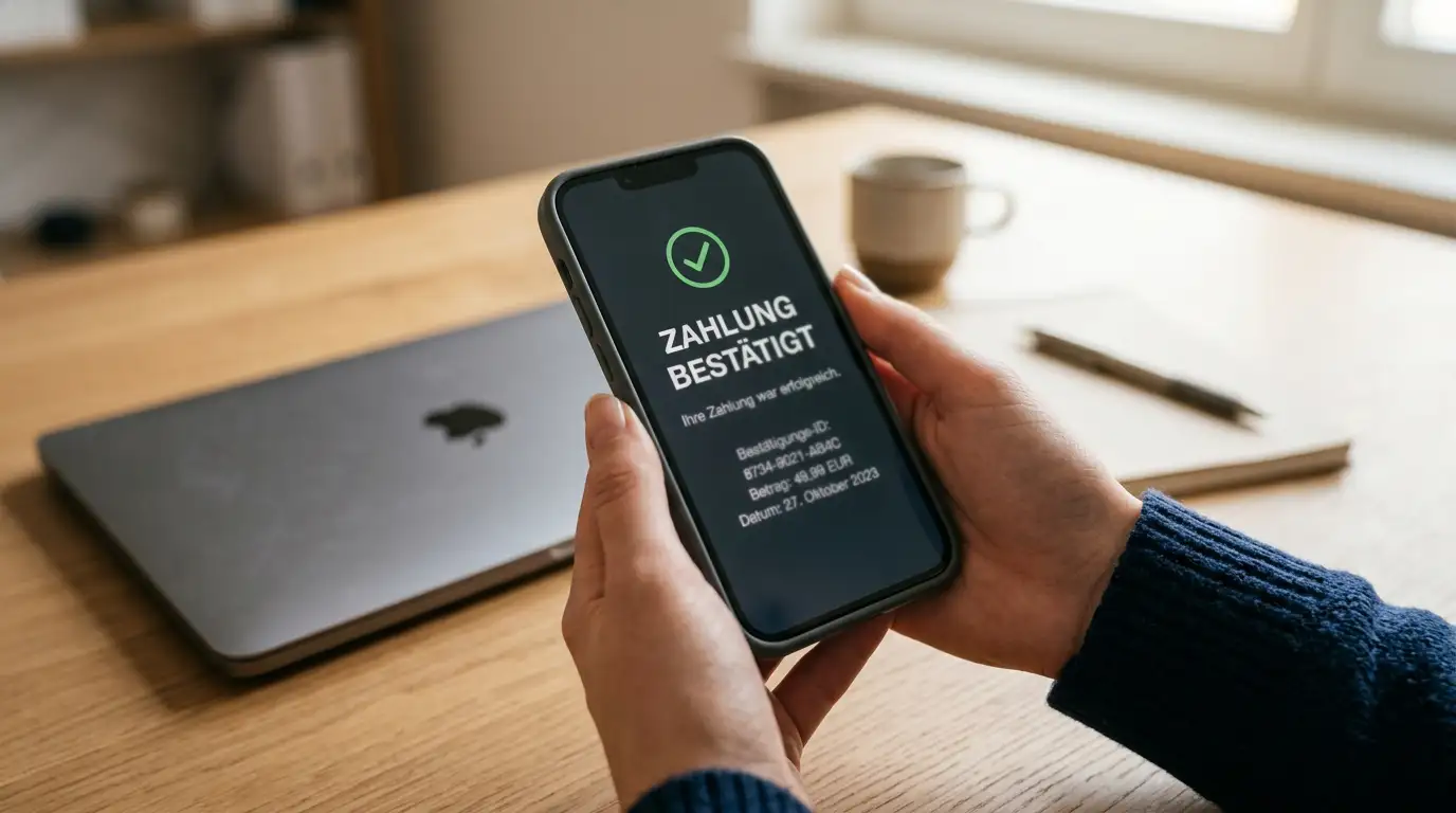 Schrittweise Visa-Einzahlung mit sicherer Freigabe am Smartphone