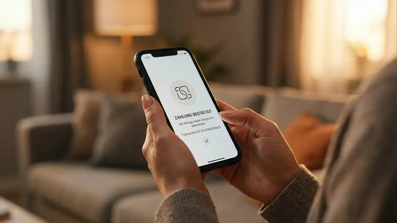 Person zahlt am Smartphone in einem Online-Casino mit einer digitalen Zahlungsmethode ein